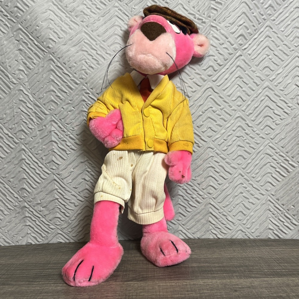 Vintage 1980 United Artists Corp Pink Panther Golfer Plush w/Bendy Legs